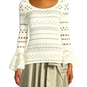 Milly knit cutout flounce top